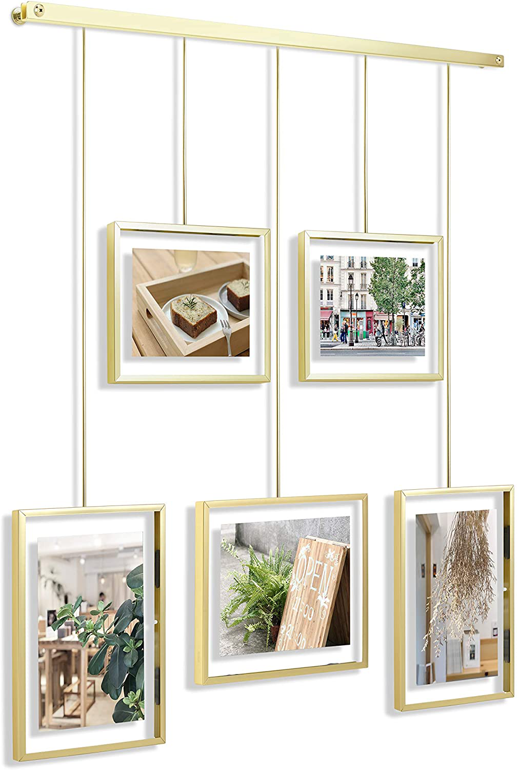 Umbra Exhibit Picture Frame Gallery Set Adjustable Collage Display for 5 Photos, Prints, Artwork & More (Holds Two 4 x 6 inch and Three 5 x 7 inch Images), 5 Opening, Black Legacy