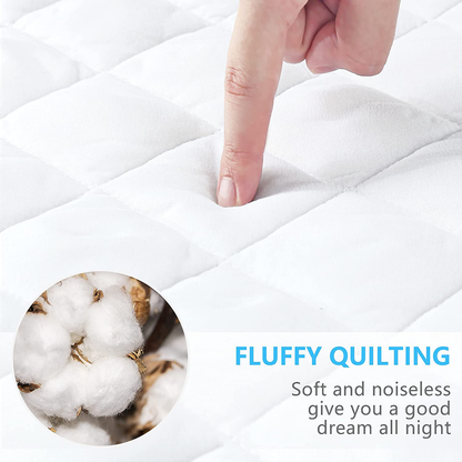 Ruili Cal King Quilted Fitted Mattress Pad, 100% Waterproof Deep Pocket Stretch Up to 21 Inches Mattress Protector Soft Snow Cotton Filling Mattress Cover