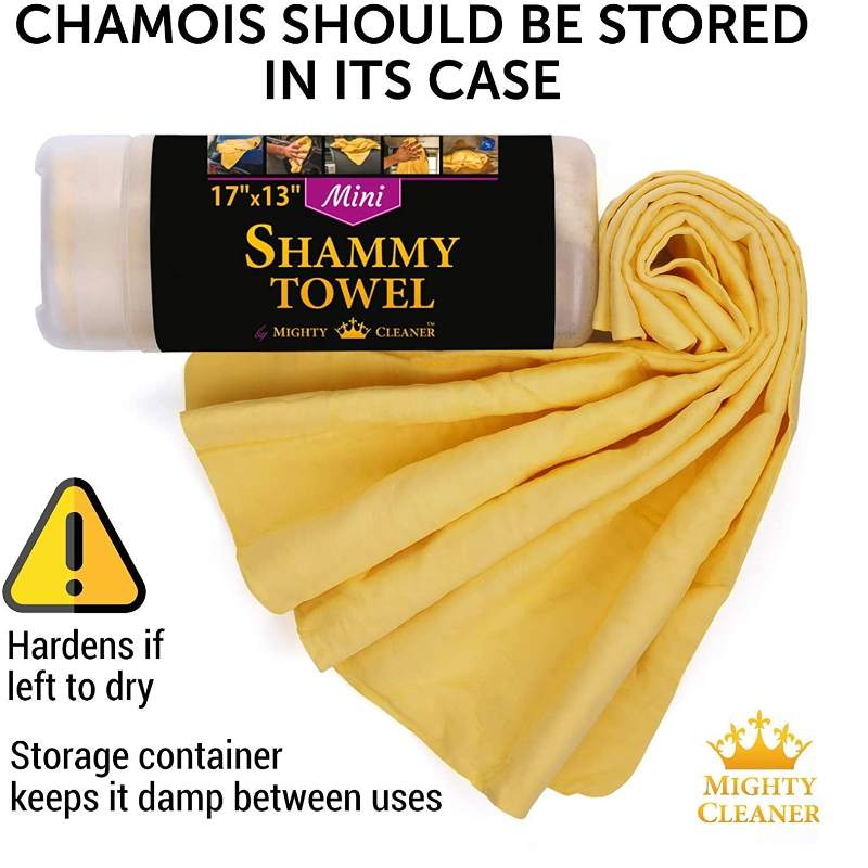 2 Pack Super Absorbent Premium Mini Chamois Cloth With Bonus Shammy Towel 