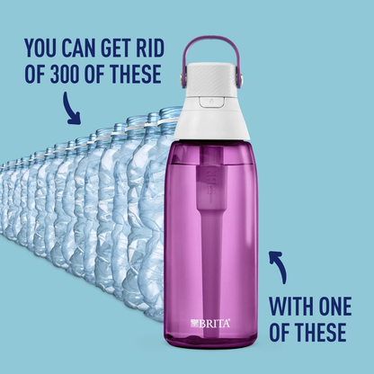 Brita Plastic Water Filter Bottle, Blush, 36 Ounce, 1 Count