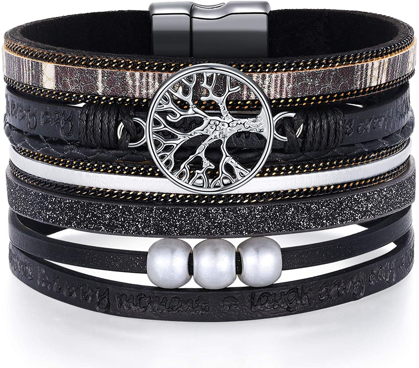Inspirational Tree of Life Layer Leather Bracelet