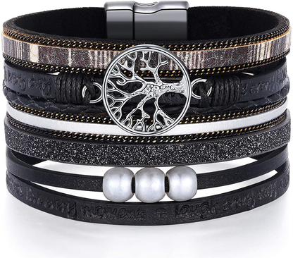 Inspirational Tree of Life Layer Leather Bracelet