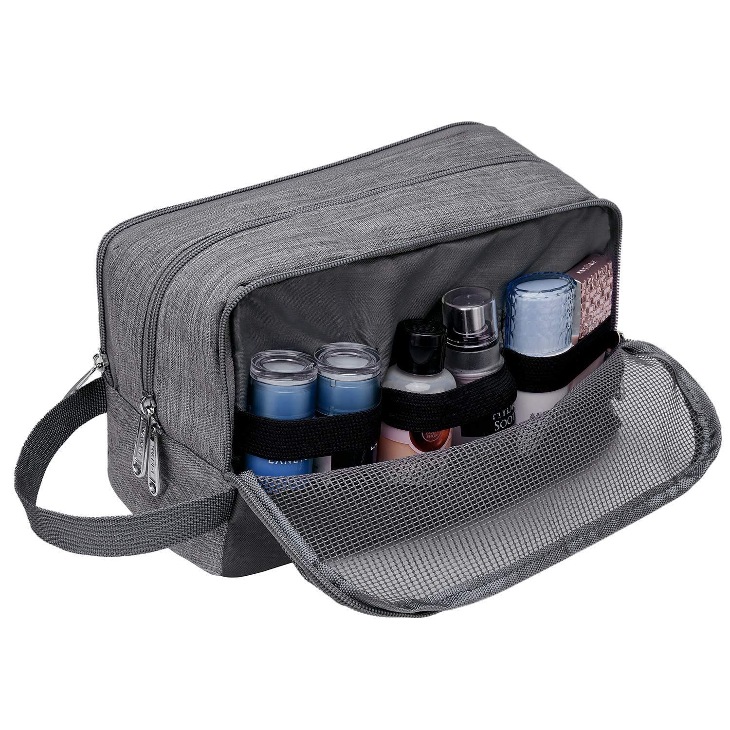 Toiletry Bag Small Nylon Dopp Kit Lightweight Shaving Bag for Men and Women (Denim Grey)