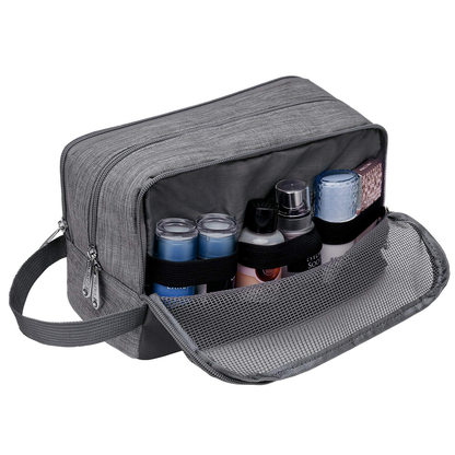 Toiletry Bag Small Nylon Dopp Kit Lightweight Shaving Bag for Men and Women (Denim Grey)