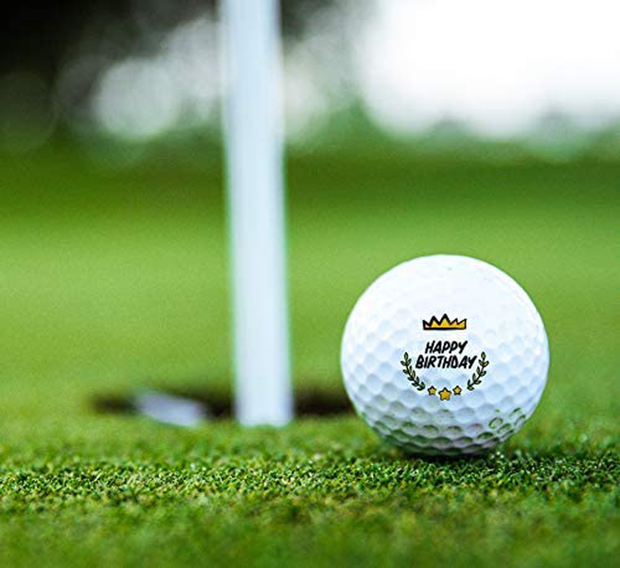 Happy Birthday Novelty Golf Ball 3 Pack - Golf Gifts for Men & Women - Party Decorations - Boss & Coworkers - Mom & Dad - Universal for All Birthdays - 40th - 50th - 60th - 70th - Includes HQ Sleeve