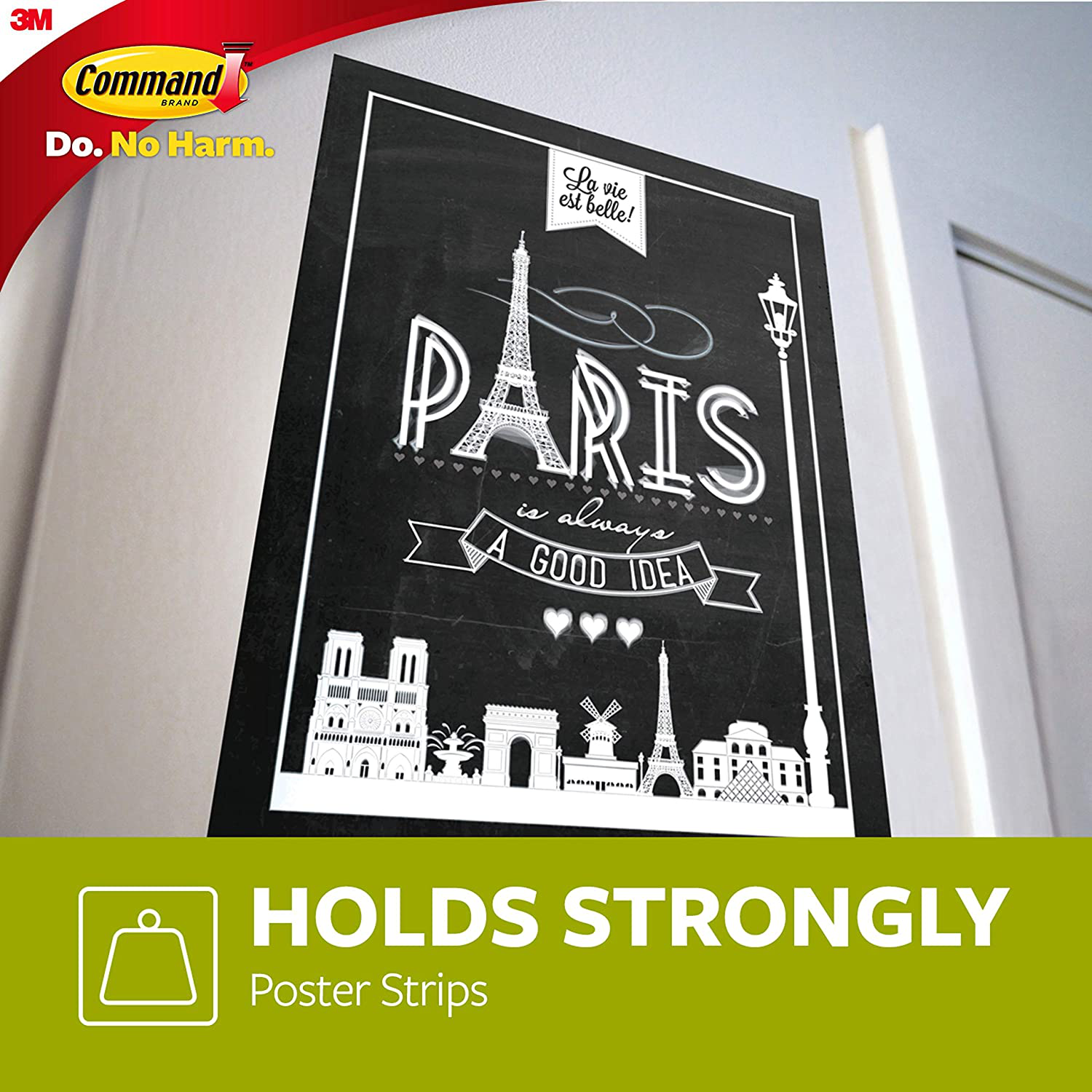 Command Poster Hanging Strips, Small, White, Indoor Use, 64-Strips, Decorate Damage-Free