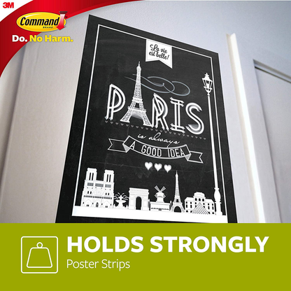 Command Poster Hanging Strips, Small, White, Indoor Use, 64-Strips, Decorate Damage-Free