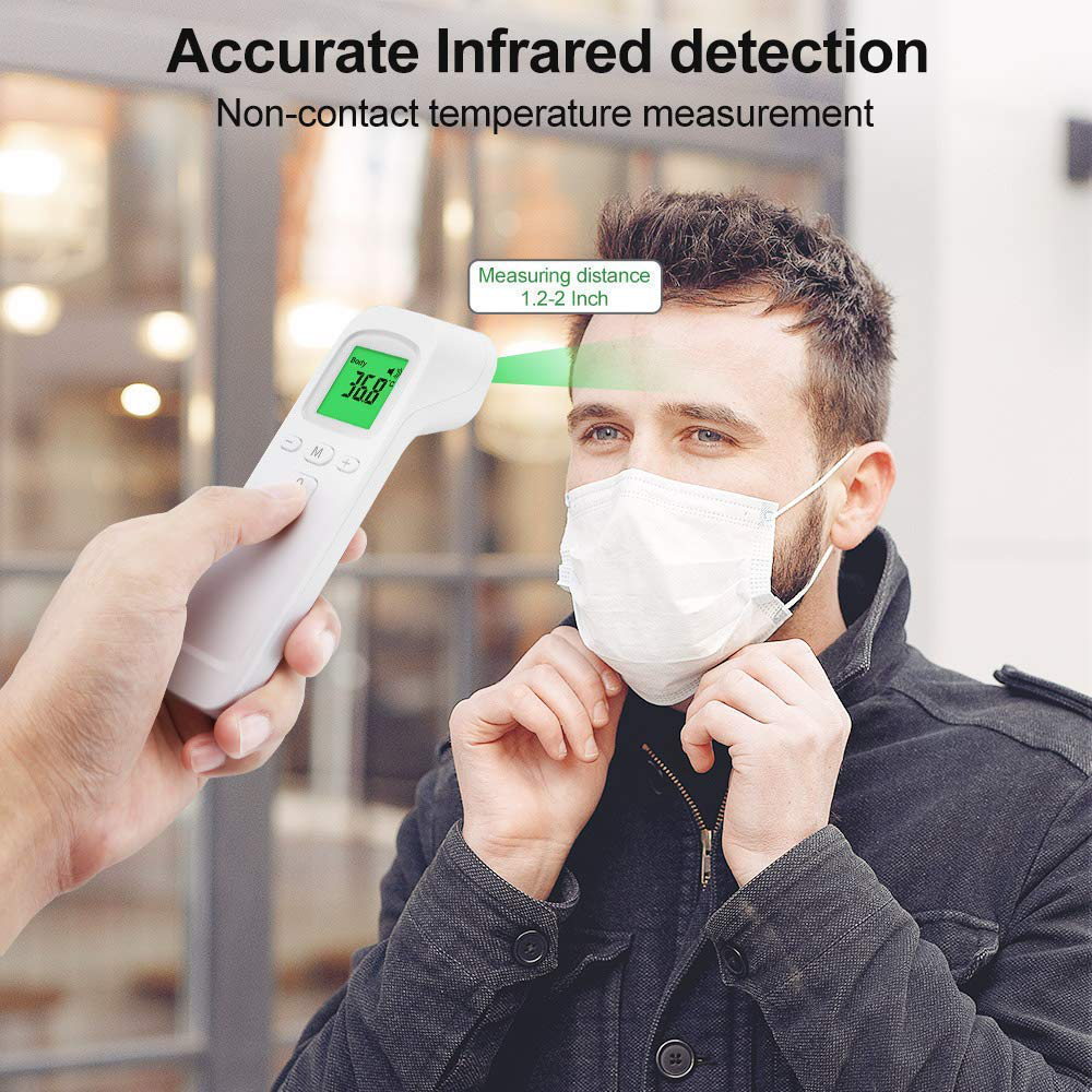 Forehead Thermometer Non-Contact Infrared Digital Thermometer, Ear Thermometer with Fever Alarm for Baby and Adults RW-FTW05