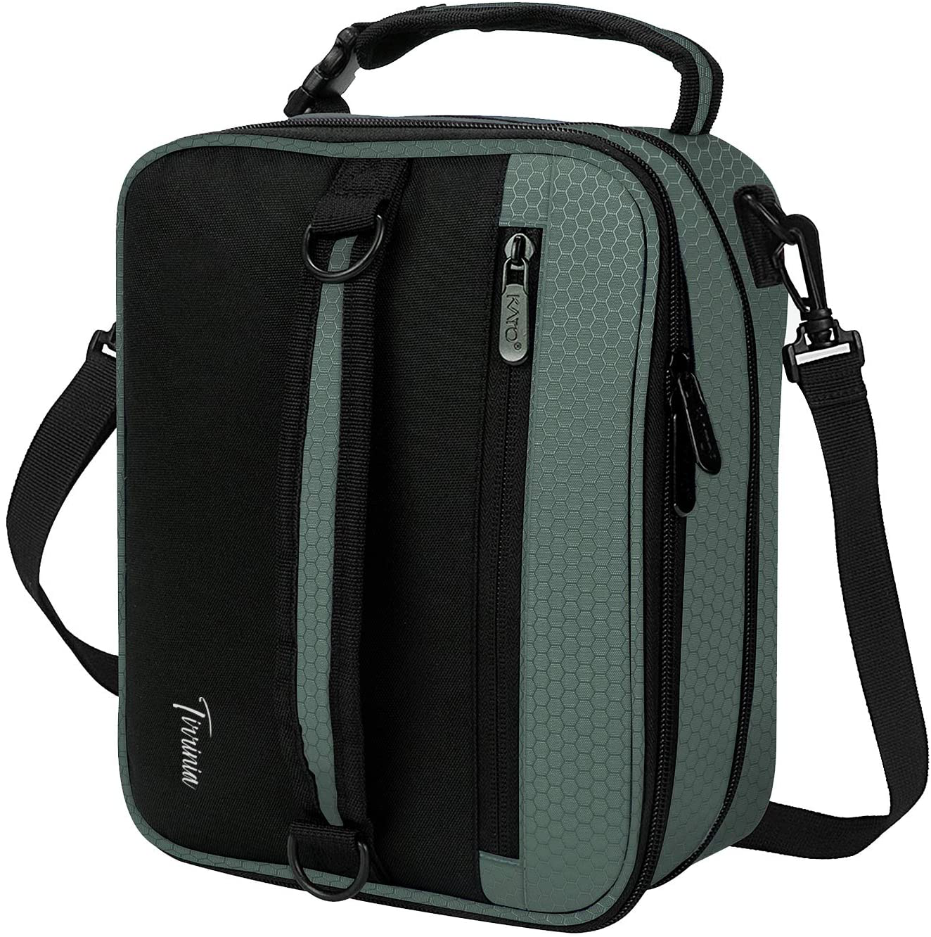 Expandable Insulated Lunch Bag, Leakproof Flat Lunch Cooler Tote with Shoulder Strap for Men and Women, Suitable for Work & Office by Tirrinia, Grey