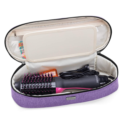 Teamoy Double-Layer Travel Storage Bag Compatible with Revlon One-Step Hair Dryer And Volumizer Hot Air Brush and Attachments, Gray(Bag Only))