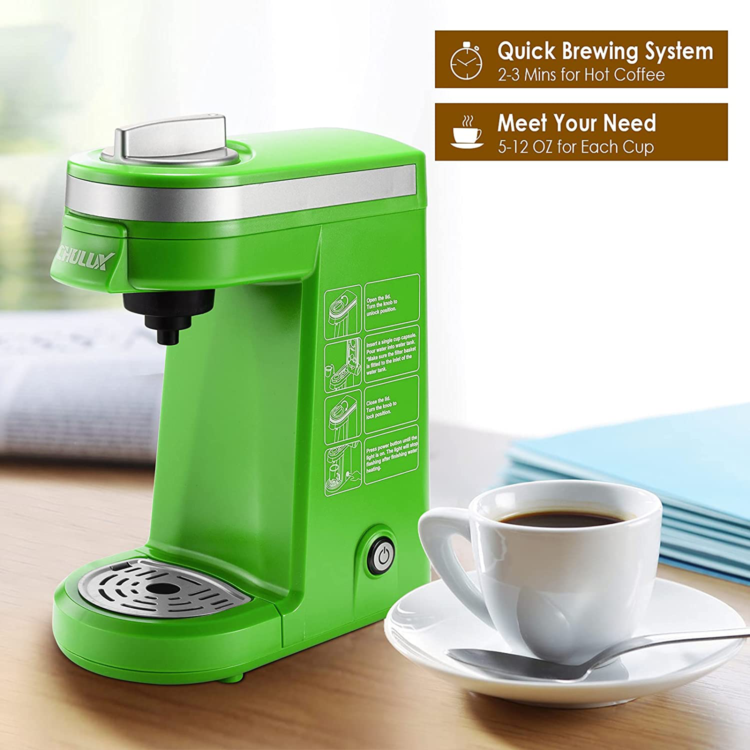 CHULUX Coffee Maker Single-Serve Coffee Machine for Capsule,Orange