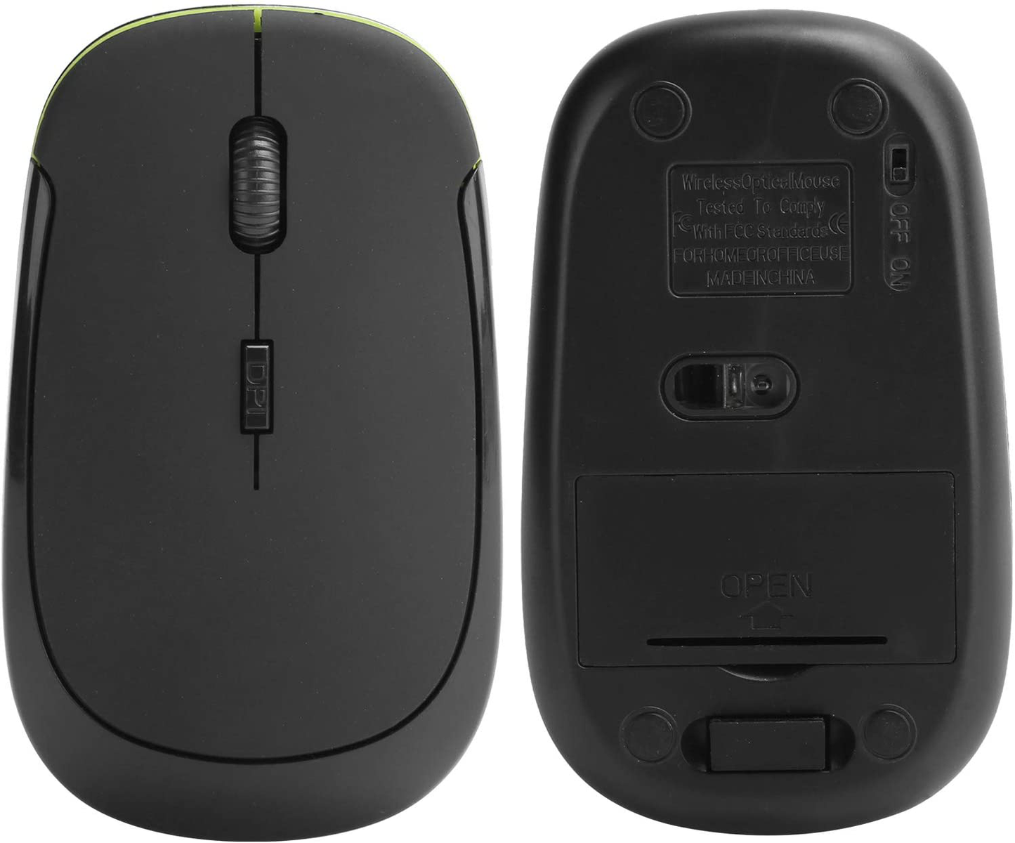 Wireless Mouse 2.4G Wreless Frequency Hopping Adjustable Optical USB Receiver Notebook Computer Accessories 1600dpi Silent Micro Motion Design Lightweight and Portable(Black)