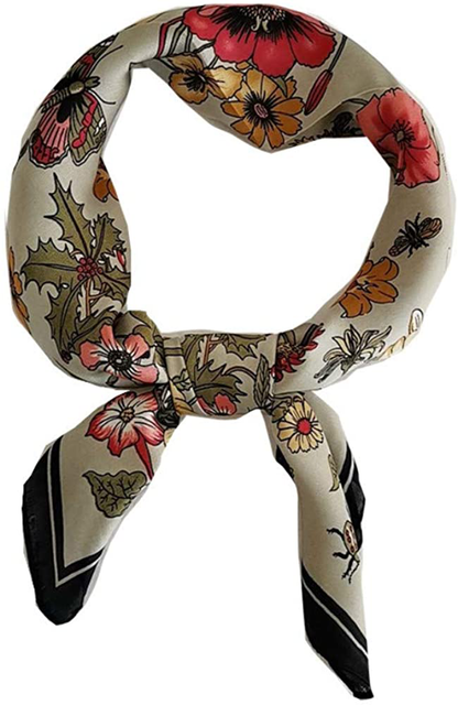 FONYVE Silk Feeling Scarf Medium Square Satin Head Scarf for Women 27.5 × 27.5 inches