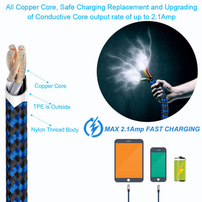 3 Pack 6FT Nylon Braided Lightening Charging Cables 
