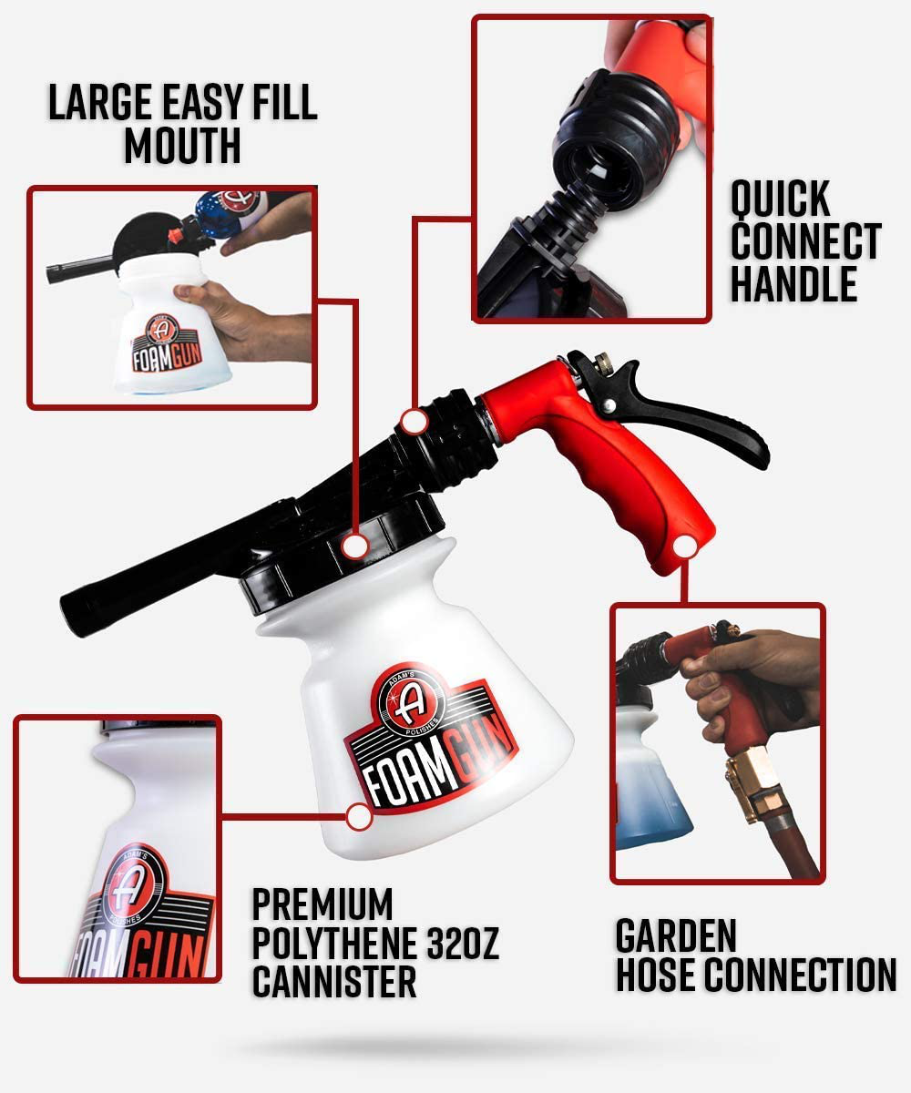 Adam’s Standard Foam Gun - Car Wash & Car Cleaning Auto Detailing Tool Supplies | Car Wash Kit Soap Shampoo & Garden Hose for Thick Suds | No Pressure Washer Required | Car Detailing Tool