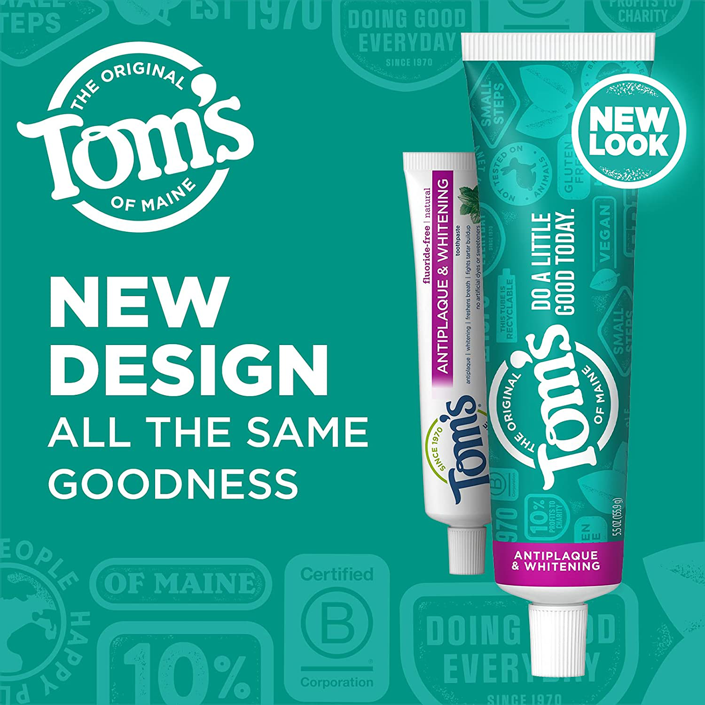 Tom's of Maine Fluoride-Free Antiplaque & Whitening Toothpaste, Travel Size, Peppermint, 1 oz. 12-Pack (Packaging May Vary)