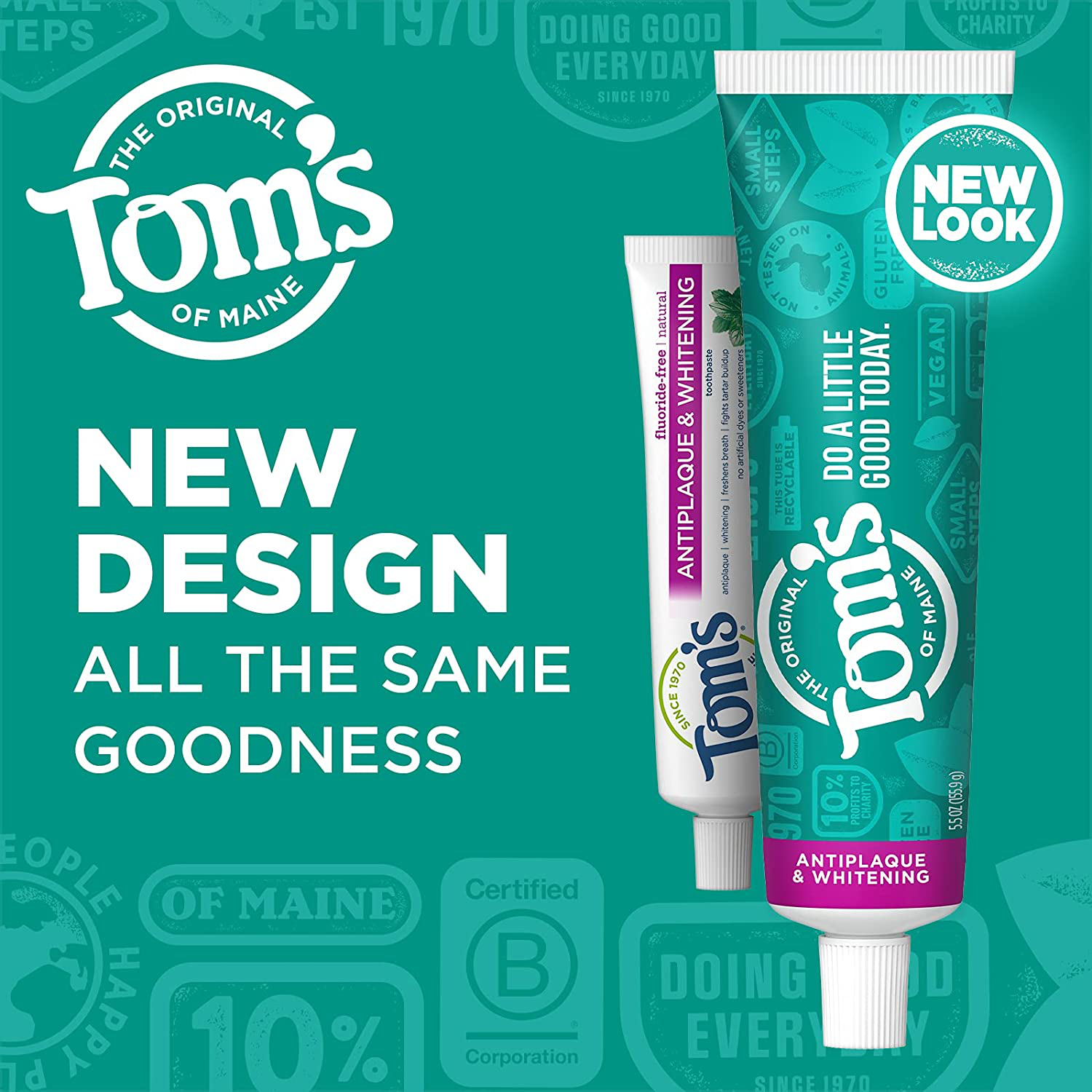 Tom's of Maine Fluoride-Free Antiplaque & Whitening Toothpaste, Travel Size, Peppermint, 1 oz. 12-Pack (Packaging May Vary)