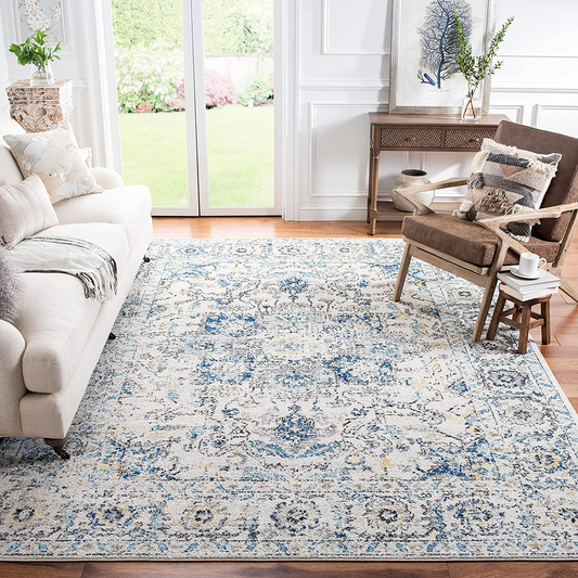 Safavieh Madison Collection MAD603F Oriental Snowflake Medallion Distressed Non-Shedding Living Room Bedroom Accent Area Rug, 4' x 6', Grey / Ivory