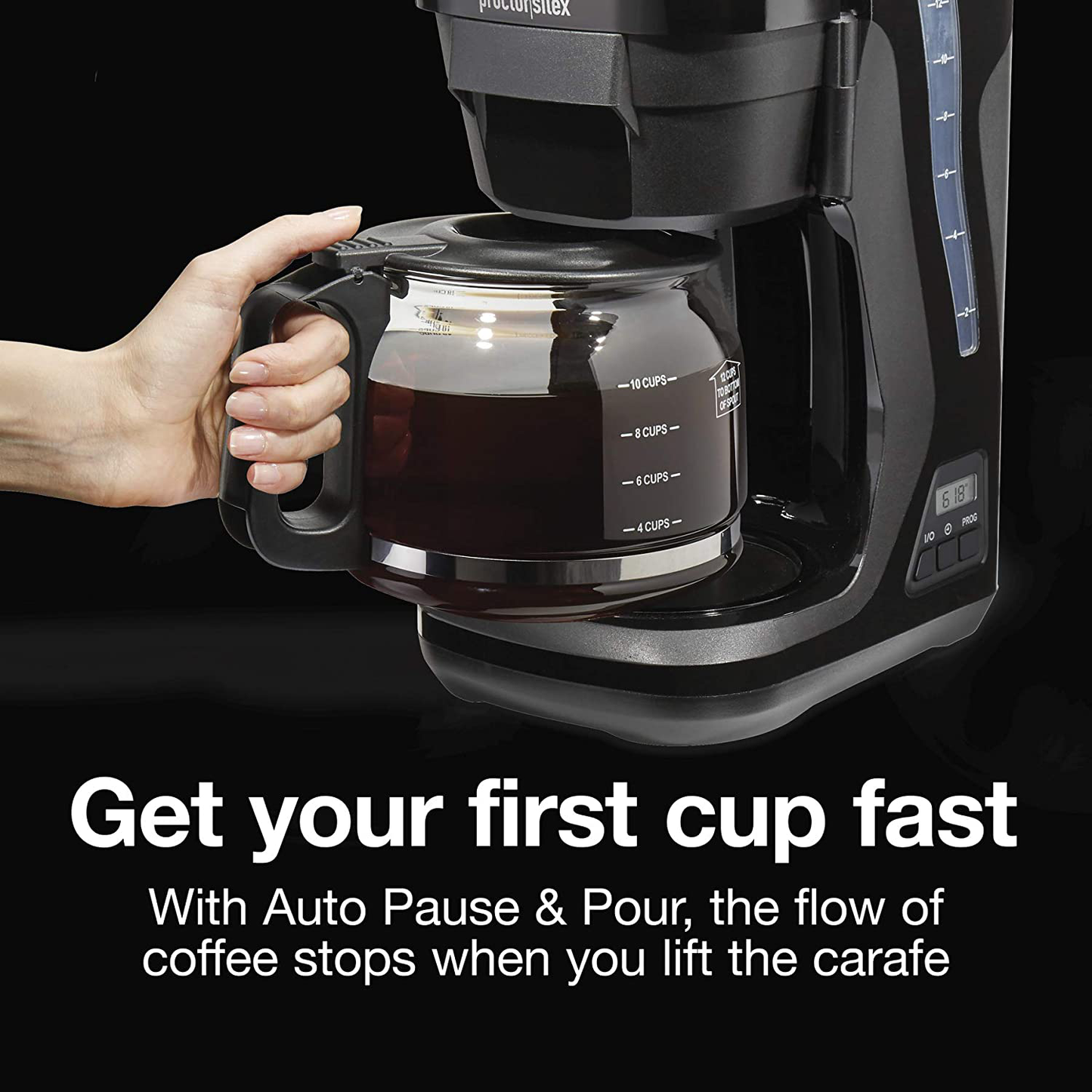 Proctor Silex FrontFill Compact 12 Cup Programmable Coffee Maker, Glass Carafe, Black (43685PS)
