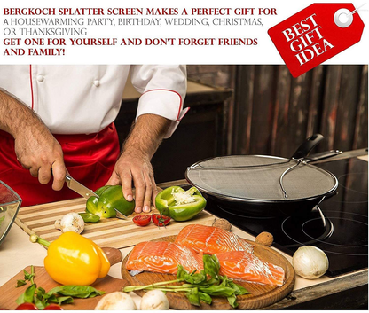 Grease Splatter Screen for Frying Pan 13" - Stops 99% of Hot Oil Splash - Protects Skin from Burns - Splatter Guard for Cooking - Iron Skillet Lid Keeps Kitchen Clean - Stainless Steel