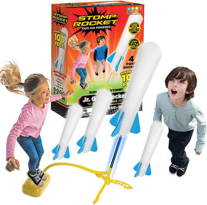 Stomp Rocket The Original Jr. Glow Rocket Refill Pack, 3 Rockets - Glows in The Dark, Outdoor Rocket Toy Gift for Boys and Girls- Ages 3 Years and Up