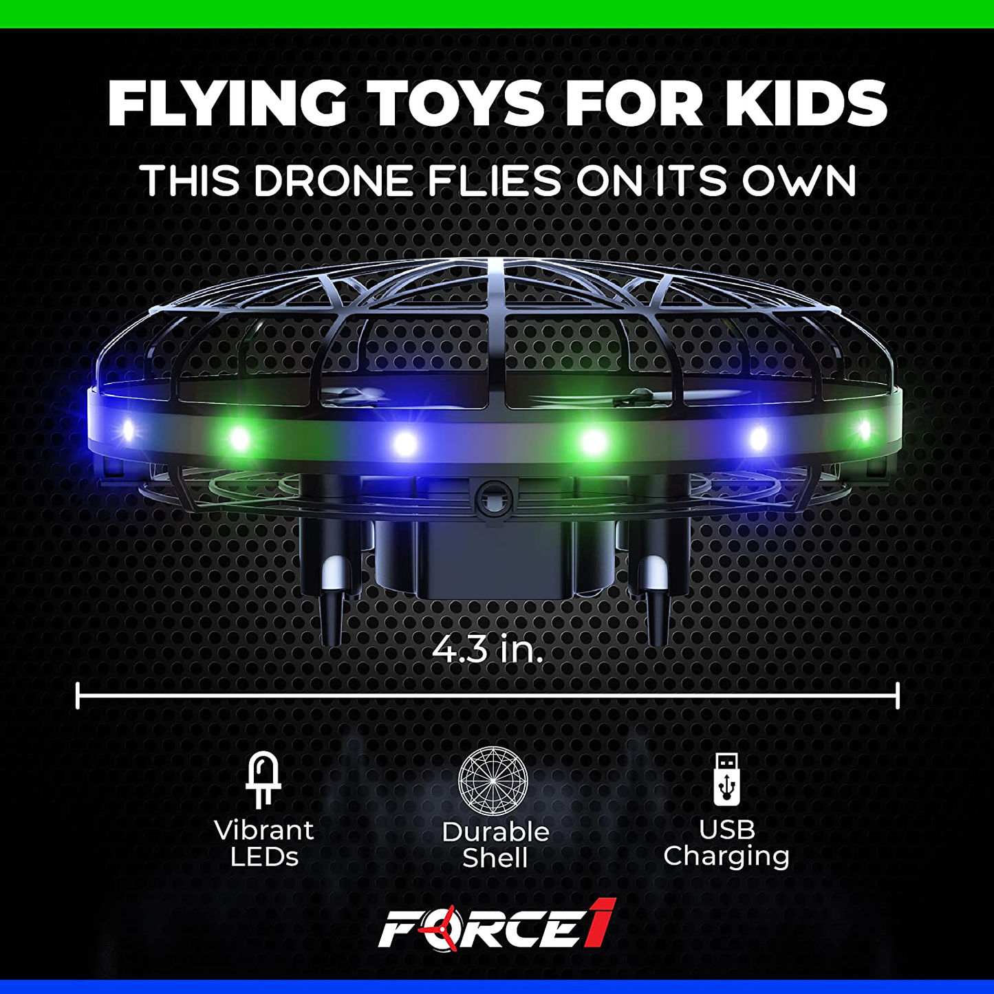 Force1 Scoot LED Hand Operated Drone for Kids or Adults - Hands Free Motion Sensor Mini Drone, Easy Indoor Small UFO Toy Flying Ball Drone Toy for Boys and Girls (Red/Blue)