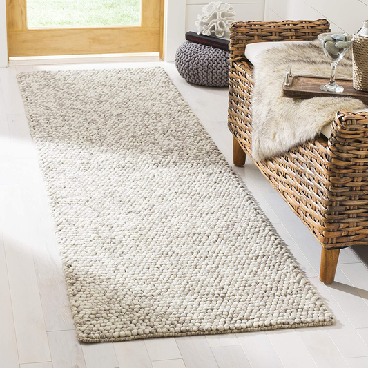 Safavieh Natura Collection NAT620B Handmade Premium Wool Runner, 2' x 6' , Beige