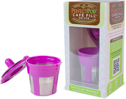 Cafe Fill Deluxe by Perfect Pod Reusable K Cup Coffee Pod | Compatible with Keurig 2.0 1.0 K-Mini Plus K-Classic K-Elite K-Latte K-Compact K-Cafe & Select Other Single Serve Coffee Makers