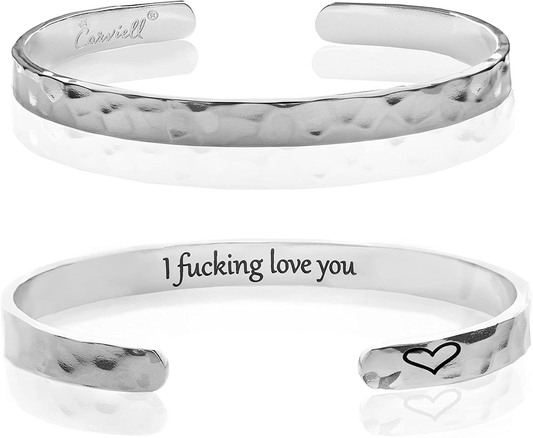 Carviell Bracelets for Women, Personalized Gifts for Her, Mom, Best Friend, Inspirational Friendship Cuff for Teen Girls, Engraved, Birthday Gift Jewelry