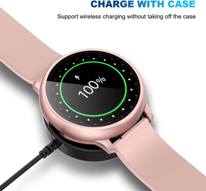 2 Pack Tempered Glass Screen Protector Cover Compatible with Samsung Galaxy Watch Active 2 44mm 40mm, Bumper Full Around Cover for Samsung Galaxy Watch Active2 44 40 