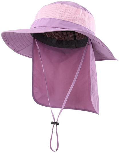 Outdoor UPF50+ Mesh Sun Hat Wide Brim Fishing Hat with Neck Flap