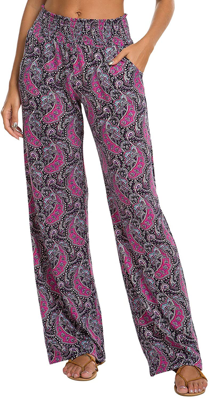 Urban CoCo Women's Boho Palazzo Pants Wide Leg Lounge Pants