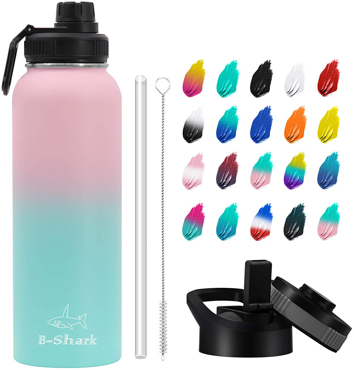 Water Bottle - 24/32/40 oz Water Bottle with Straw, Double Wall Vacuum Stainless Steel Water Bottle with 3 Option Lid Keeps Hot or Cold, Leak Proof Sports Water Bottle for Camping Travel, Office and Outdoor
