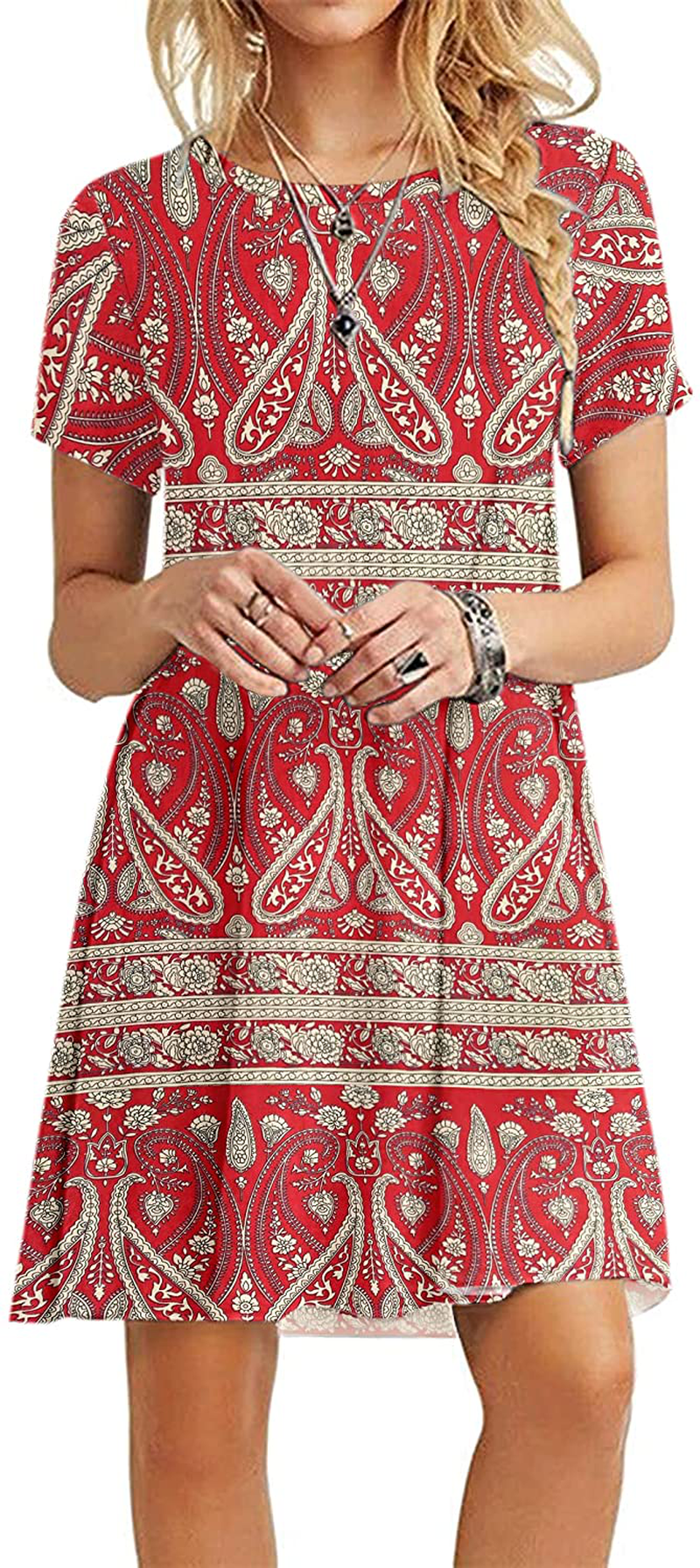 MOLERANI Women's Casual Plain Simple T-Shirt Loose Dress