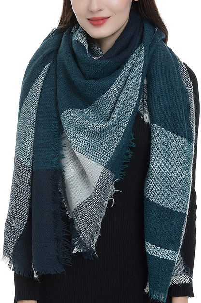 Trendy Plaid Blanket Scarf Women Big Oversized Long Scarves Warm Winter Tartan Checked Shawl Wrap Scarf Gift