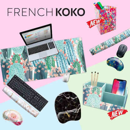 French Koko Large Mouse Pad, Desk Mat, Keyboard Pad, Desktop Home Office School Essentials College Cute Decor Big Extended Laptop Protector Computer Accessories Pretty Mousepad Women Girls XL
