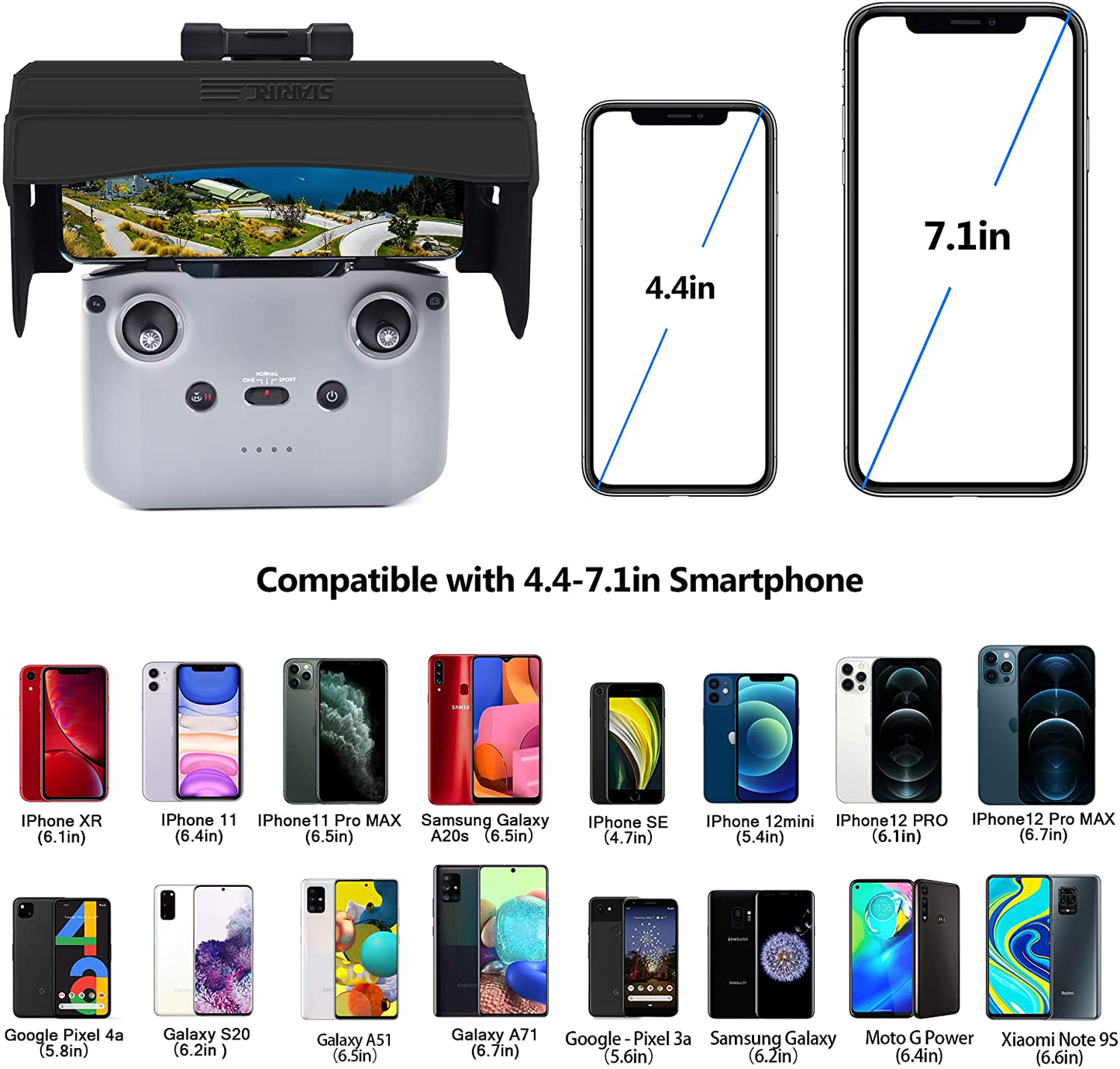 STARTRC Sun Hood Sunshade for DJI Mini 2/Mavic Air 2/DJI Air 2S Controller Accessories for 4.4-7.1inch Smartphone Screen