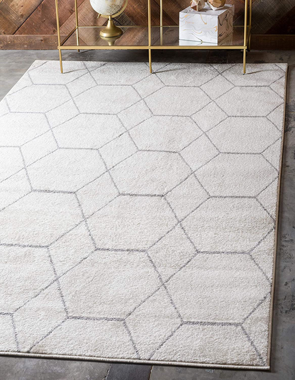 Unique Loom Trellis Frieze Collection Lattice Moroccan Geometric Modern Area Rug, 5 x 8 Feet, Ivory/Gray