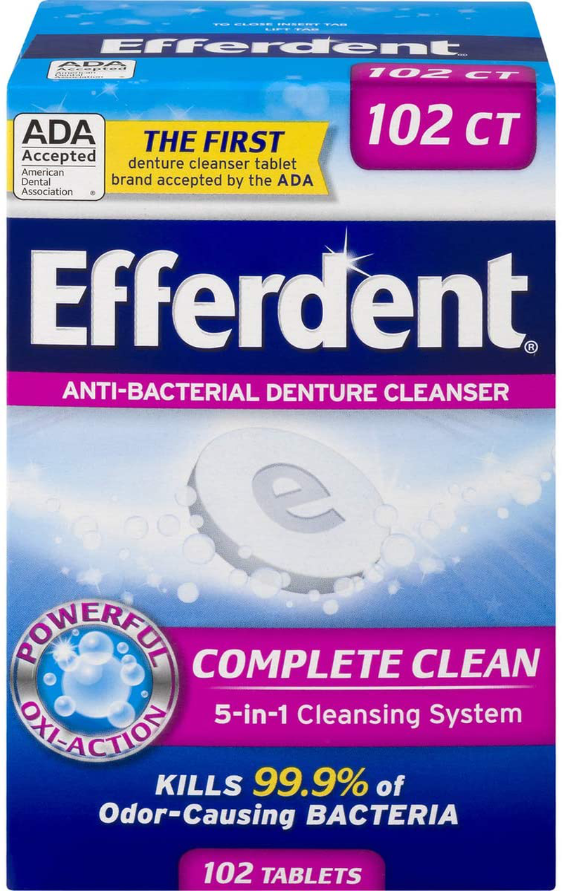 Efferdent Denture Cleanser Tablets, Complete Clean, 102 Tablets