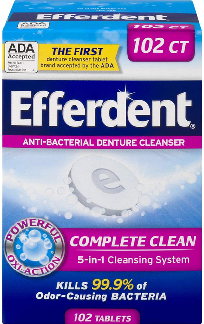Efferdent Denture Cleanser Tablets, Complete Clean, 102 Tablets