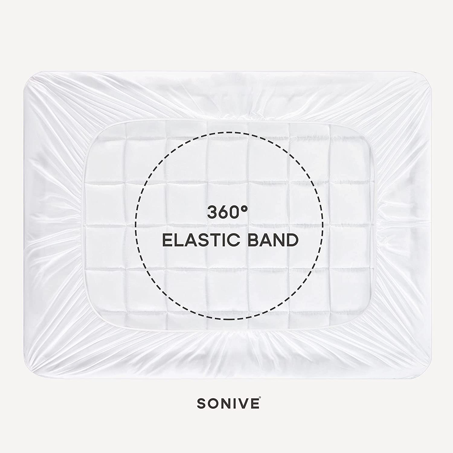 SONIVE Quilted Mattress Pad Soft Fluffy Pillow Top Mattress Cover Down Alternative Fill Topper Streches up to 21 Inches Deep Pocket (White, King)