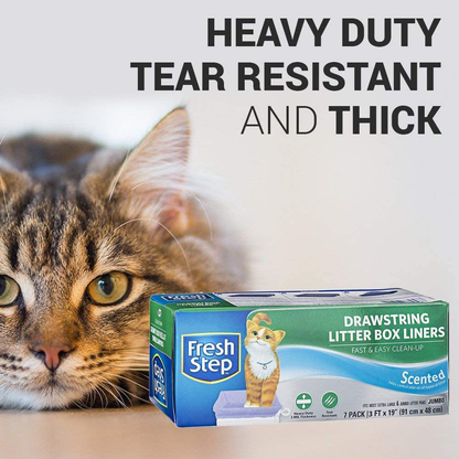7 Count Fresh Step Drawstring Scented or Unscented Cat Litter Box Liners