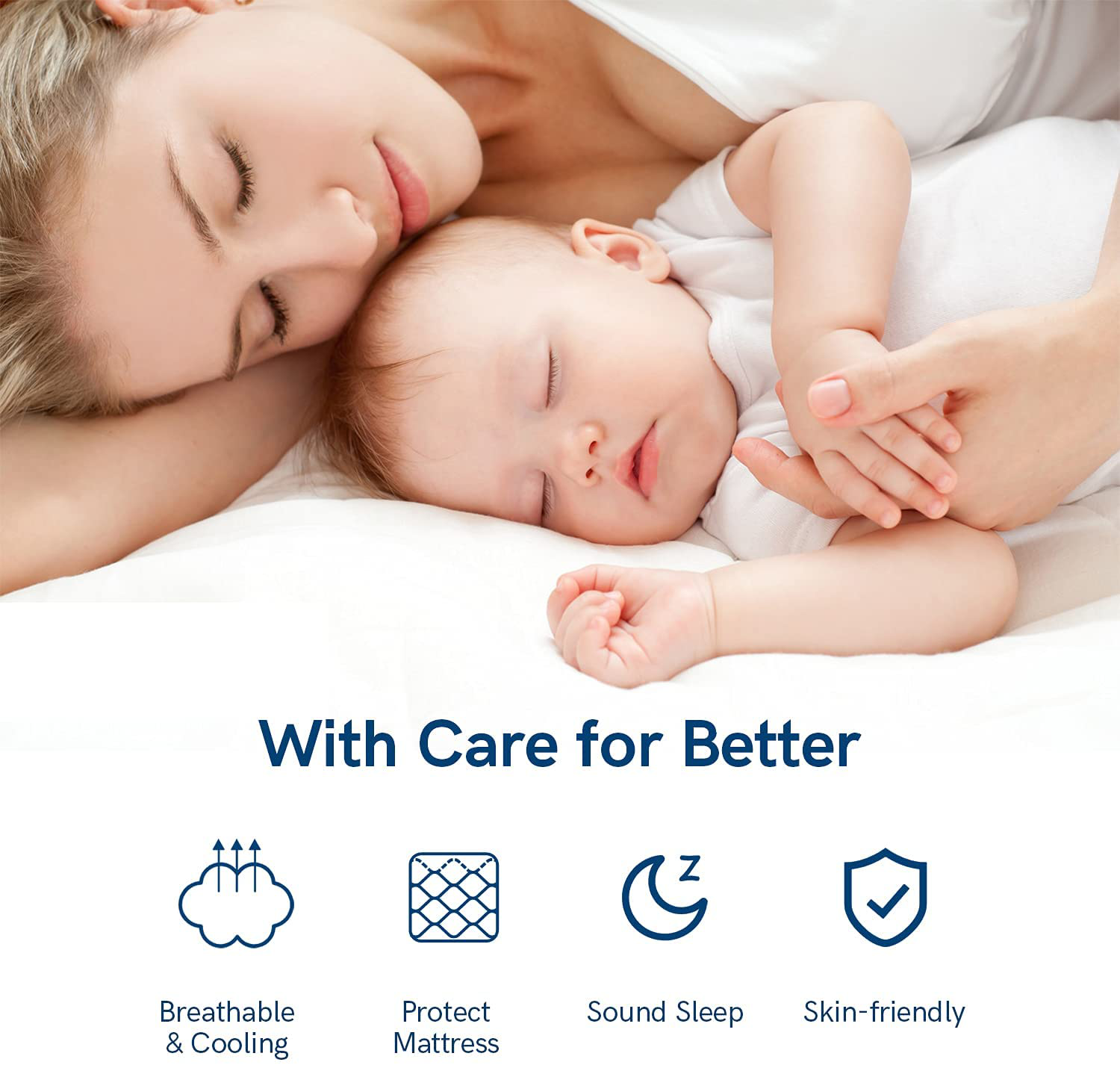 ELEMUSE Queen White Cooling Mattress Topper for Back Pain, Extra Thick Mattress pad Cover, Plush Soft Pillowtop with Elastic Deep Pocket, Overfilled Down Alternative Filling