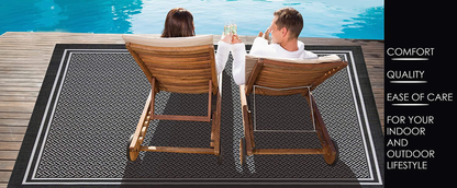 Gertmenian Tropical Collection Outdoor Rug Patio Area Carpet, 2x6 Runner, Nut Brown Black Border