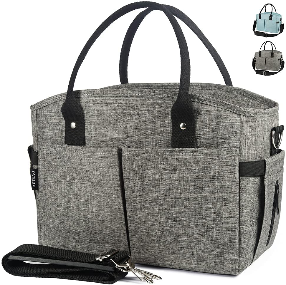 Insulated Lunch Bag Box Tote - Portable Cooler Lunch Box for Office Work School Picnic Beach Reusable Lunch Bag Tote Organizer with Adjustable Shoulder Strap for Women Men Adult Kids 10L