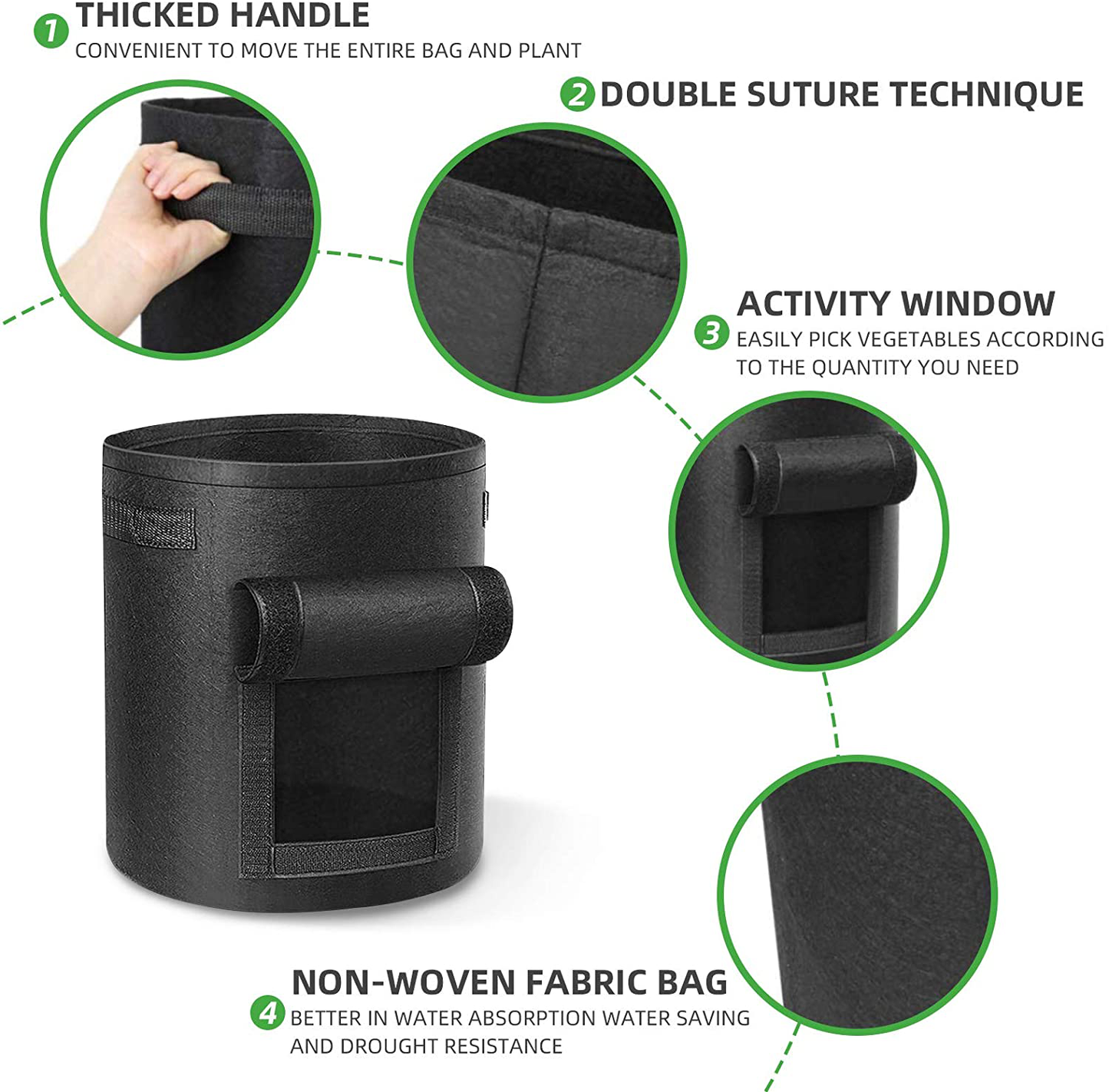 Potato Grow Bags Fabric Pots  with Flap Window and Handles
