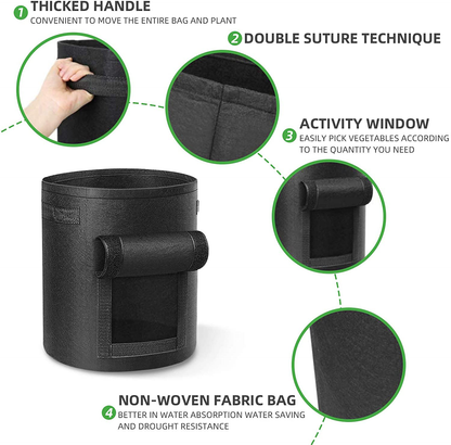 Potato Grow Bags Fabric Pots  with Flap Window and Handles