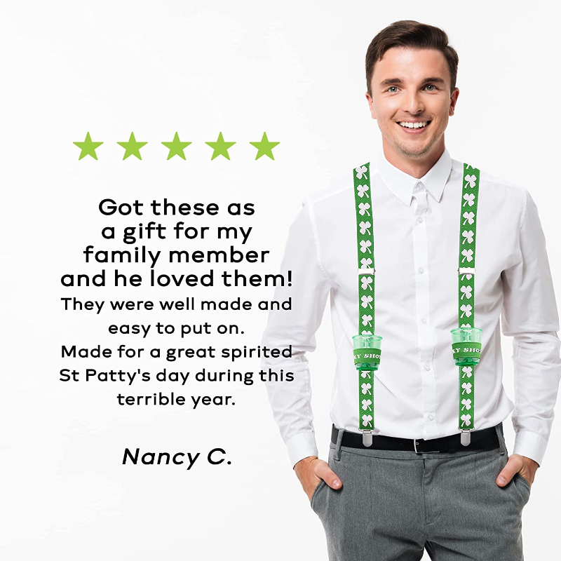 St Patricks Day Suspenders - Men's Suspenders with Clips - Many Colors to Choose From