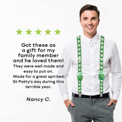 St Patricks Day Suspenders - Men's Suspenders with Clips - Many Colors to Choose From