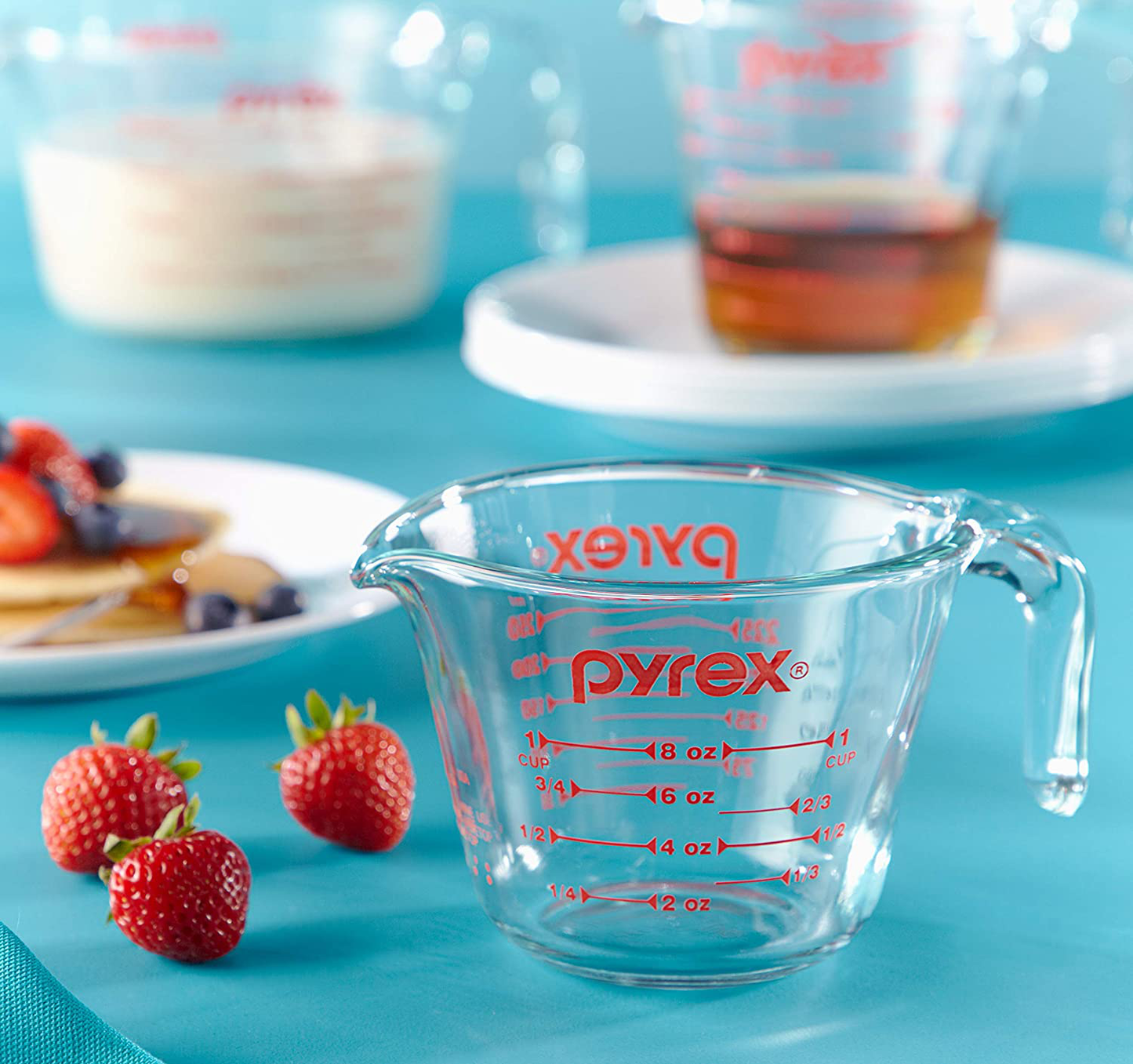 Pyrex Glass Measuring Cup Set (3-Piece, Microwave and Oven Safe),Clear